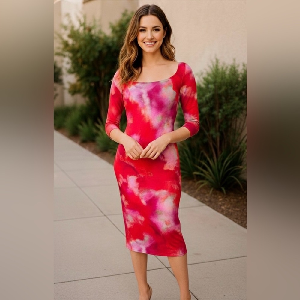 BLACK HALO Livley Watercolor Bodycon Sheath Large Tie-Dye